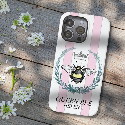 Kronbiene | Rosa und Weiß gestrichen Personalisier Case-Mate iPhone Hülle