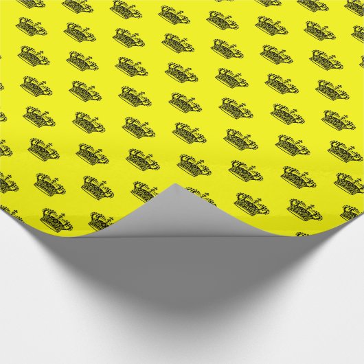 Krone 01 - Gelb schwarz Geschenkpapier (Ecke)