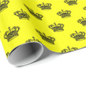 Krone 01 - Gelb schwarz Geschenkpapier (Rolleneckpunkt)