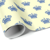 Krone 01 - Marine auf blassgelb Geschenkpapier (Rolleneckpunkt)