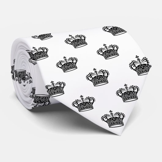 Krone 01 - Schwarz auf Weiß Krawatte (Gerollt)