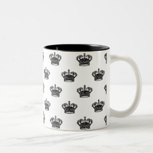 Krone 01 - Schwarz auf Weiß Zweifarbige Tasse