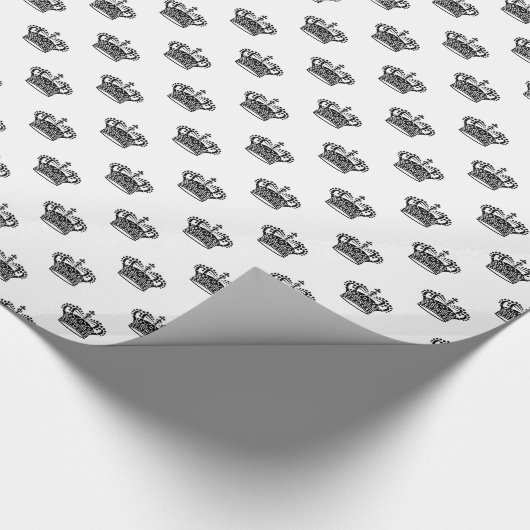 Krone 01 - Schwarzes auf Weiß Geschenkpapier (Ecke)