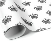 Krone 01 - Schwarzes auf Weiß Geschenkpapier (Rolleneckpunkt)