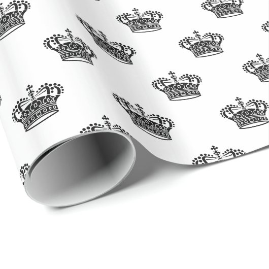 Krone 01 - Schwarzes auf Weiß Geschenkpapier (Rolleneckpunkt)