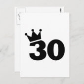 Krone 30. Geburtstag Postkarte (Vorne/Hinten)