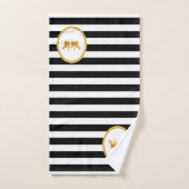 Krone auf schwarz und weiß gestreift badhandtuch set (Handtuch)