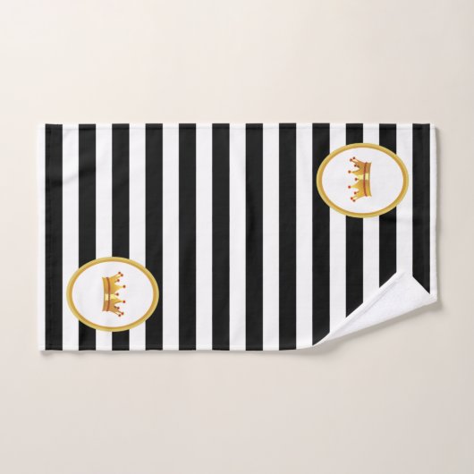 Krone auf schwarz und weiß gestreift badhandtuch set (Handtuch)