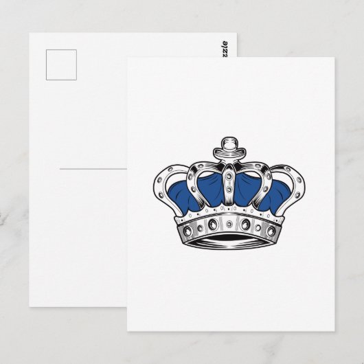 Krone - Blau Postkarte (Vorne/Hinten)
