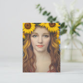 Krone der Sonnenblume Frau Postkarte (Stehend Vorderseite)