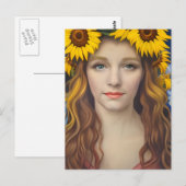 Krone der Sonnenblume Frau Postkarte (Vorne/Hinten)