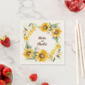 Krone der Sonnenblumen: Personalisierte Hochzeit v Serviette (Beispiel)