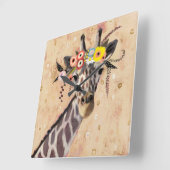 Krone Klimt Giraffen-| der Blumen Quadratische Wanduhr (Winkel)