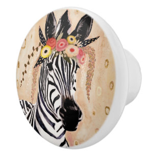 Krone Klimt Zebra-  der Blumen Keramikknauf
