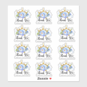 Krone mit blauen Blumen Quinceañera danken Ihnen Aufkleber