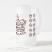 KRONE MIT LILIE UND KREUZ-DRUCK MATTGLAS BIERGLAS (VorderseiteRechts)