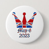 Krone mit Union Jack King Coronation Button (Vorderseite)