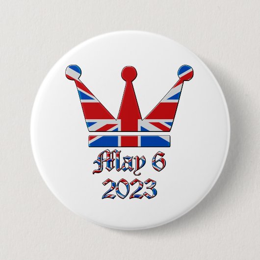 Krone mit Union Jack King Coronation Button (Vorderseite)
