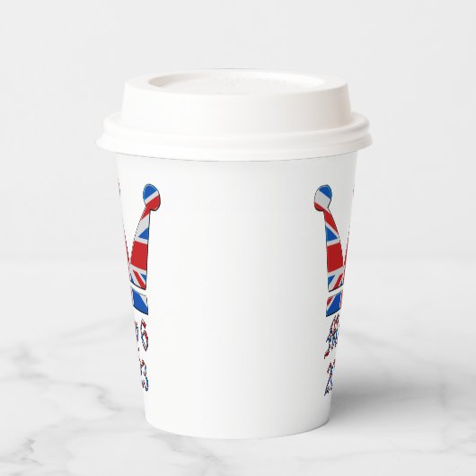 Krone mit Union Jack King Coronation Pappbecher (Links)