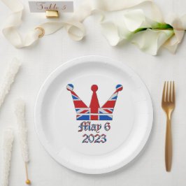 Krone mit Union Jack King Coronation Pappteller