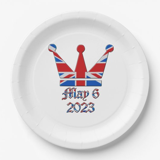 Krone mit Union Jack King Coronation Pappteller (Vorderseite)