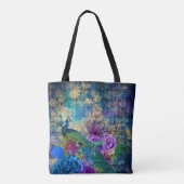 Krone Pfau auf Blauem Lila Blauer Flor Tasche (Rückseite)
