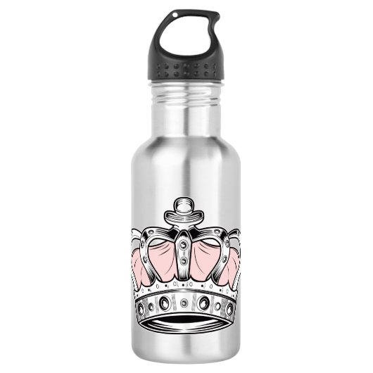 Krone - PInk Edelstahlflasche (Vorderseite)