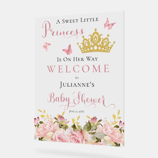 Krone | Schmetterlinge Blütenstaudusche Acrylschild (Winkel)