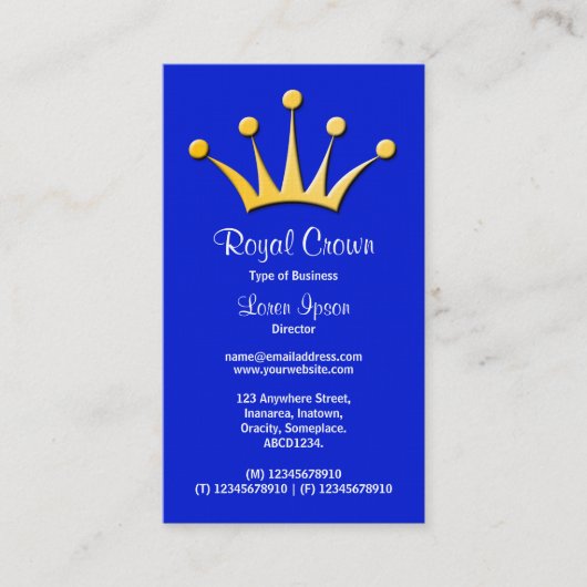 Krone Symbol - Blau 0019d1 Visitenkarte (Vorderseite)