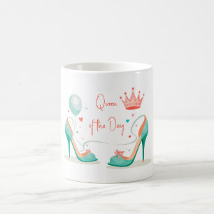 Krone und High Heels – Glamouröses Rosa- und Mint- Kaffeetasse