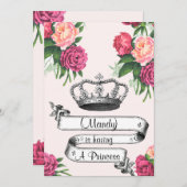 Krone und Rose Princess Babydusche Einladung (Vorne/Hinten)