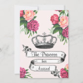 Krone und Rose Prinzessin Ankunft Geburtsankündigu Ankündigung (Vorderseite)