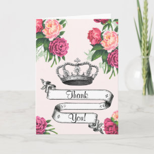 Krone und Rose Prinzessin Danke Karte