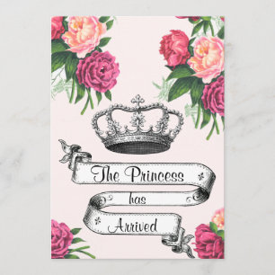 Krone und Rosen-Prinzessin Arrived Birth Ankündigung