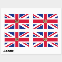 Krone und Union Jack Flagge Rechteckiger Aufkleber