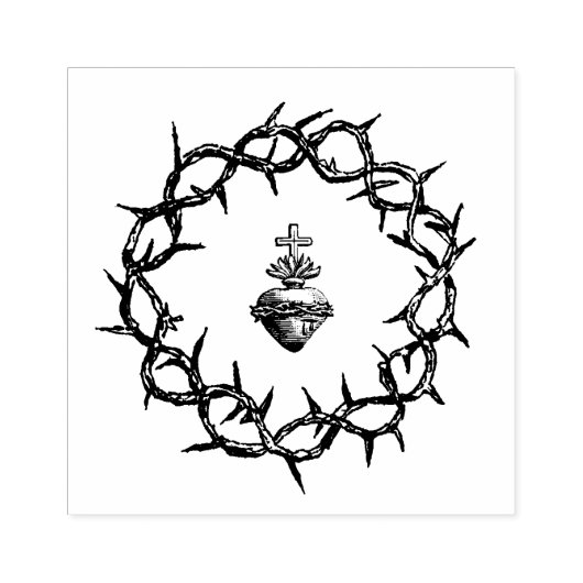 Krone von Thorn Heiliges Herz Jesu Religiös Gummistempel (Prägung)