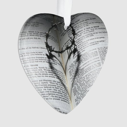 Krone von Thorns Herz und Bibel Ornament (Vorderseite)