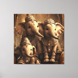 KronElefantenfamilie auf Leinwand