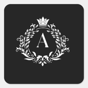 Kronen-“A“-Buchstabe königliches Monogramm Quadratischer Aufkleber