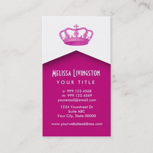 Kronen-Abgabe-Prinzessin-oder Königin-Schablone V9 Visitenkarte (Vorderseite)