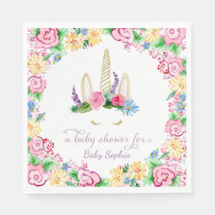 KRONEN-Baby-Dusche des Einhorn-Horn-BOHO Blumen Serviette