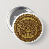 Kronen-Barong-Medaille Button (Vorne & Hinten)