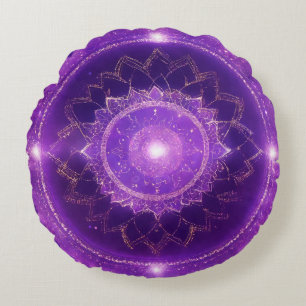 Kronen-Chakra Lila Mandala Meditation Rundes Kissen