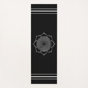 Kronen-Chakra-Mandala & Lotus auf Schwarz Yogamatte