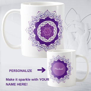 Kronen-Chakra-Mandala -Sahasrara mit Om Kaffeetasse