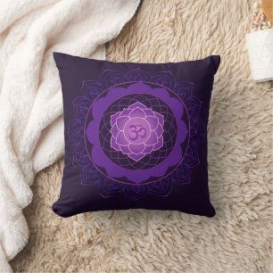 Kronen-Chakra-Mandala -Sahasrara mit Om  Kissen