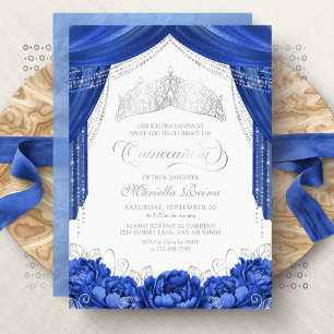 Kronen-Diadem Royalblau Quinceanera Einladung
