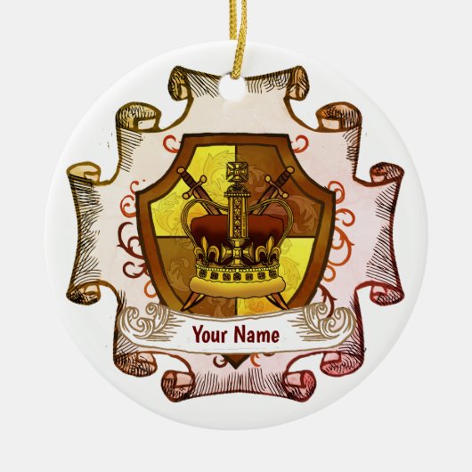 Kronen-Familienwappen-Nachname Keramik Ornament (Vorne)