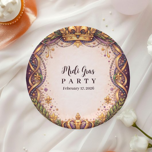 Kronen Fleur-de-Lis Mardi Gras Pappteller