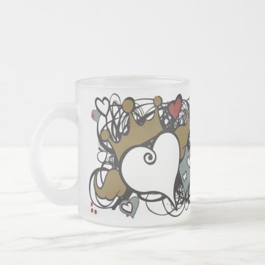 Kronen-Herz-Tasse Mattglastasse (Links)